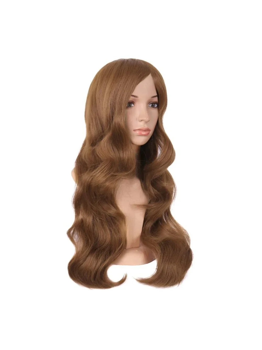Women's Light Brown 24 Inch Synthetic Modern Long Wavy Side Bangs Wigs